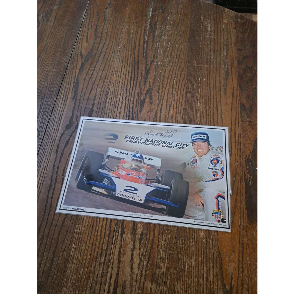 Vintage Johnny Rutherford IndyCar Race Driver Card 11x17 Budweiser McLaren Poste